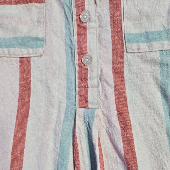 Madewell Sasha Linen Blend Cream Stripe Dress Oversized Boho Beachy L9076 - Picture 5 of 9